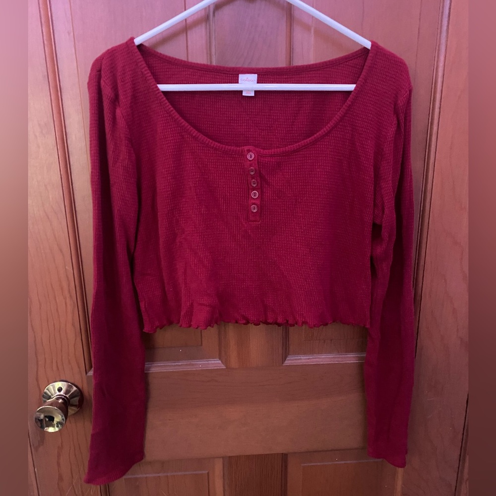 Target women’s red crop top with long sleeves